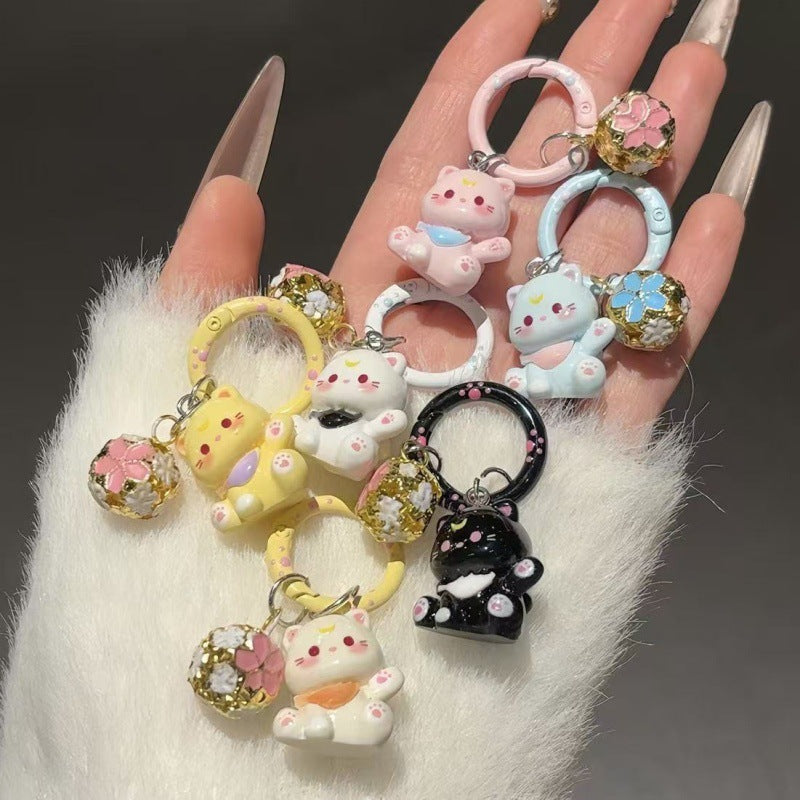 Wholesale Plastic Resin Cartoon Cat Keychain - Trendy Bag Charm for Students