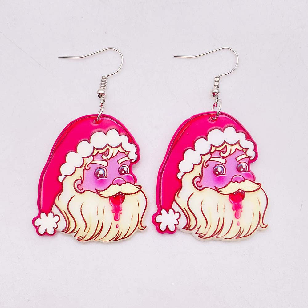 Wholesale Double-Sided Acrylic Earrings Pink Christmas Earrings