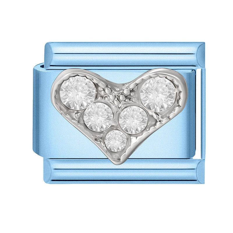 Wholesale 9mm Italian Charm Starter Bracelets blue series  DIY  Single Section Creative Stainless Steel Composable Bracelet