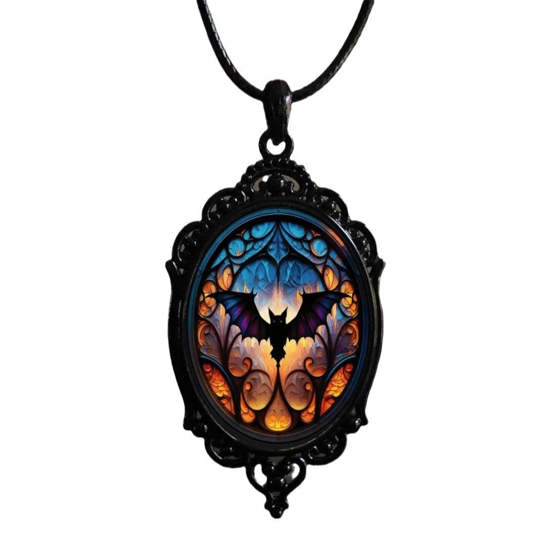 Wholesale  Retro Gothic Crow Cross Witch Halloween Pendant Necklace