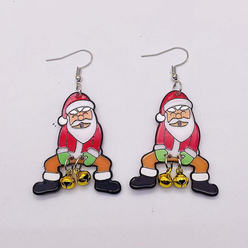 Wholesale Christmas  Santa bell acrylic earrings
