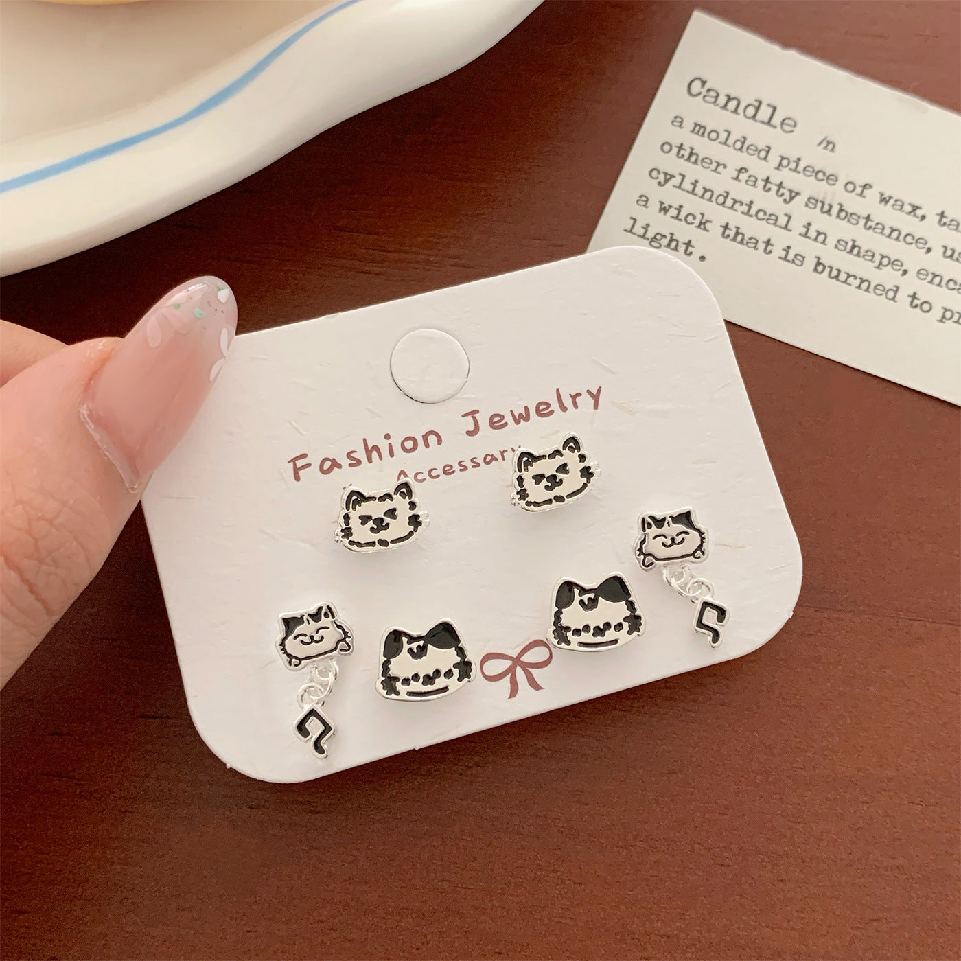 Wholesale Cartoon Cute Small Earrings Set Combination Silver Simple Compact  Earrings
