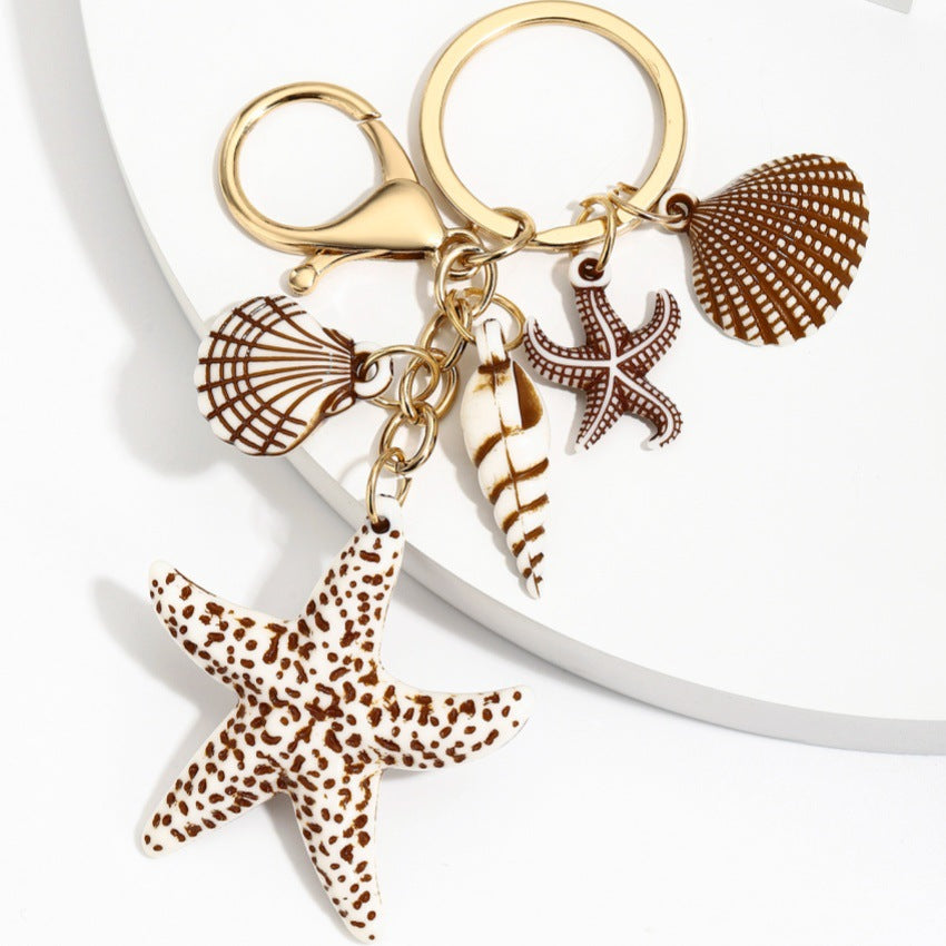 Wholesale Resin Starfish Seashell Ocean Series Keychain Pendant Fashion Bag Charm Wedding Gift
