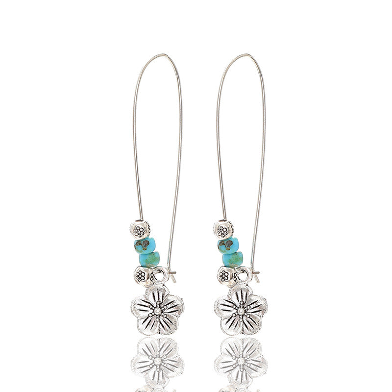 Wholesale Bohemian Style Metal Turquoise Water Drops  Earrings