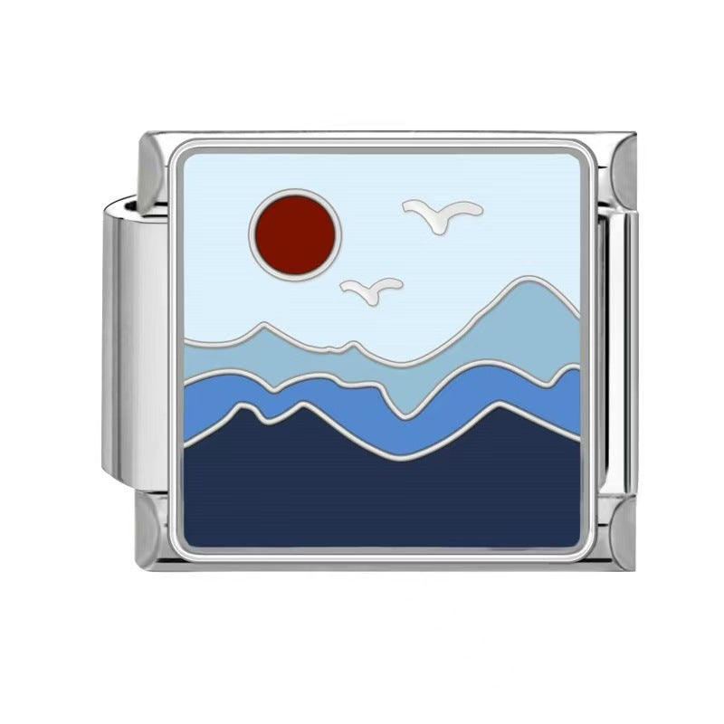 Wholesale Italian Charm Bracelet 9mm DIY Splicing Ocean Series Stainless Steel Composable Bracelet