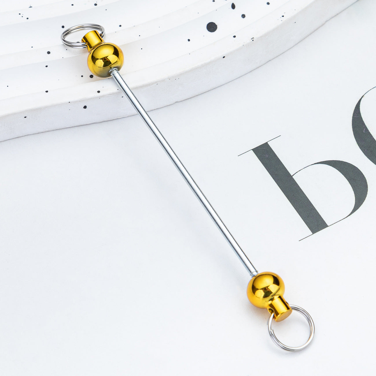 Wholesale  DIY beadable  gradient color handmade beaded keychain