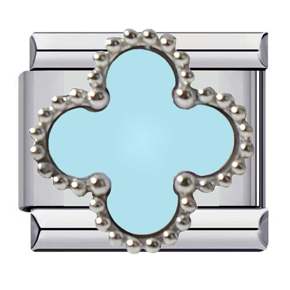 Wholesale Italian Charm Modules Four Leaf Clover for Bracelet Making Jewelry Accessory ACCVIP