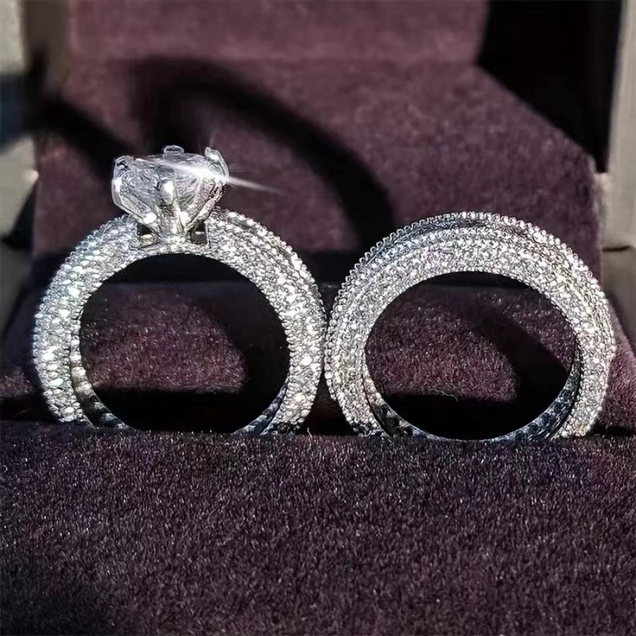 Wholesale  couple ring  micro-inlaid zircon shiny ring