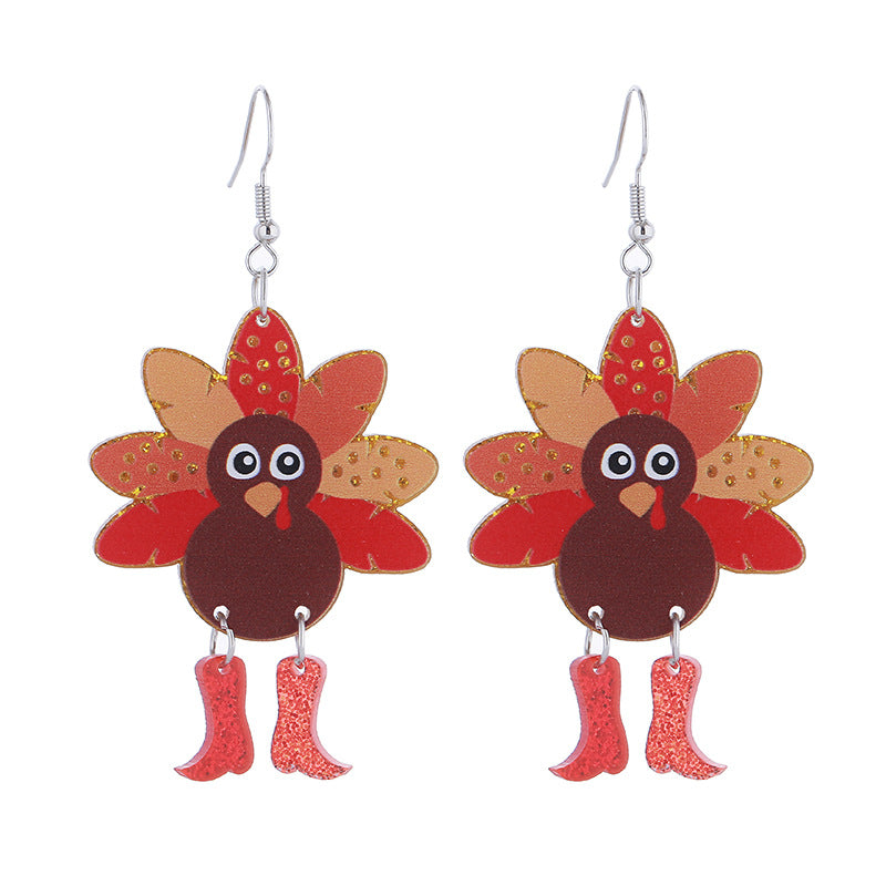 Wholesale Autumn Thanksgiving Turkey Earrings