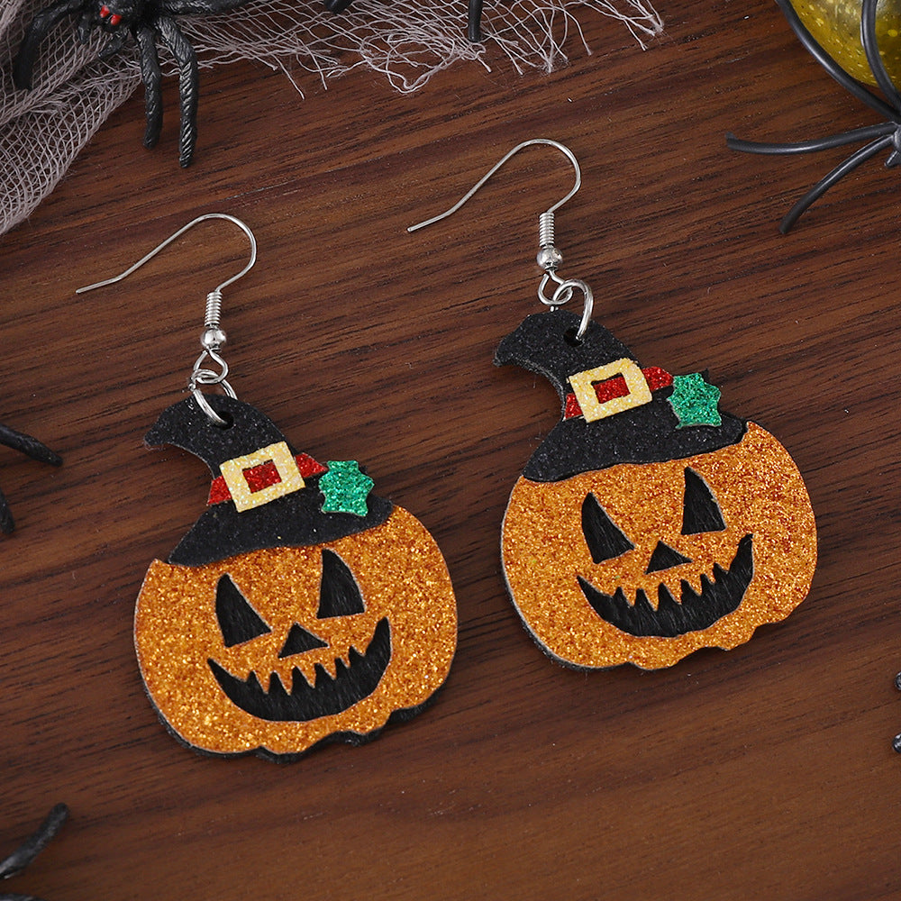 Wholesale Halloween Ghost Face Pumpkin Sequin Pendant Earrings