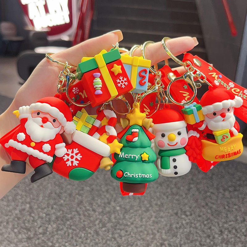 Wholesale Christmas  Keychain Cute Tree Elk Sock Pendant Car Key Accessory Gift For Men Women Boutique Resale
