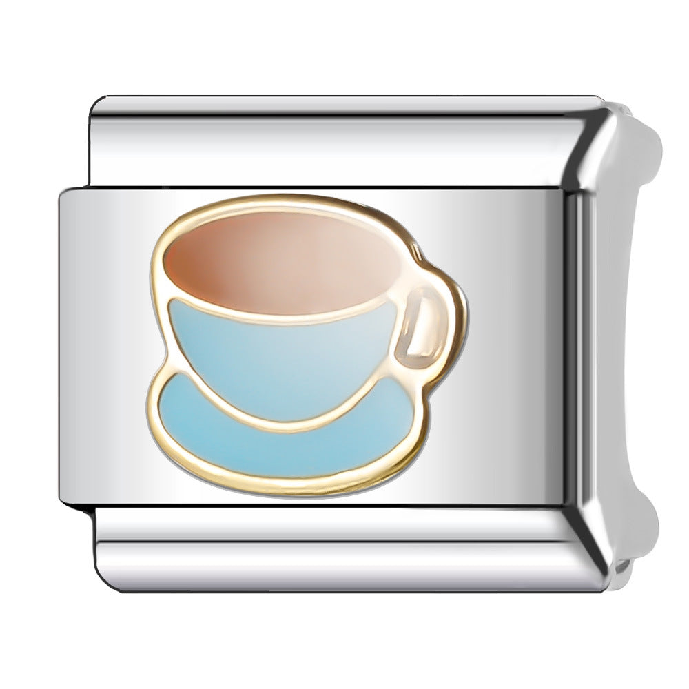 Wholesale Italian Charm Bracelet 9mm DIY Splicing Creative Pattern Stainless Steel Composable Bracelet