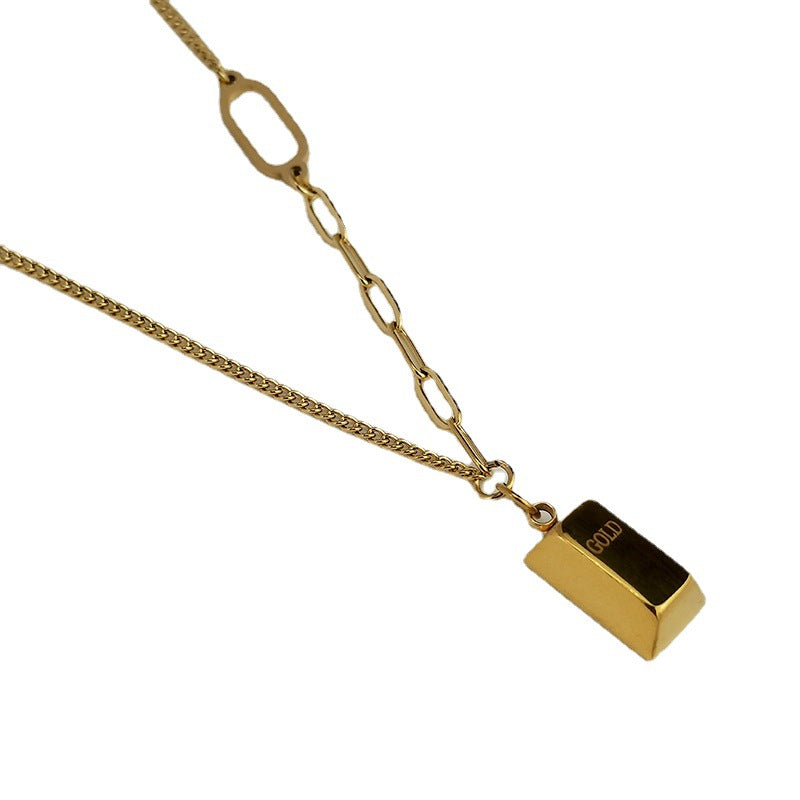 Wholesale Small Gold Bar 18k Gold Titanium Steel Necklaces ACC-NE-GuDi006