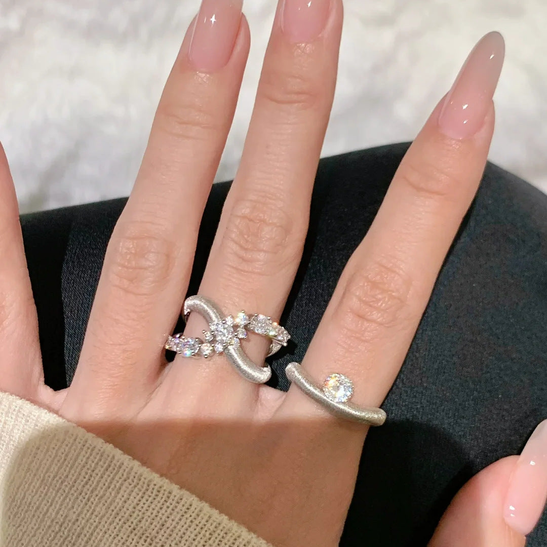 Wholesale Irregular staggered zircon adjustable ring