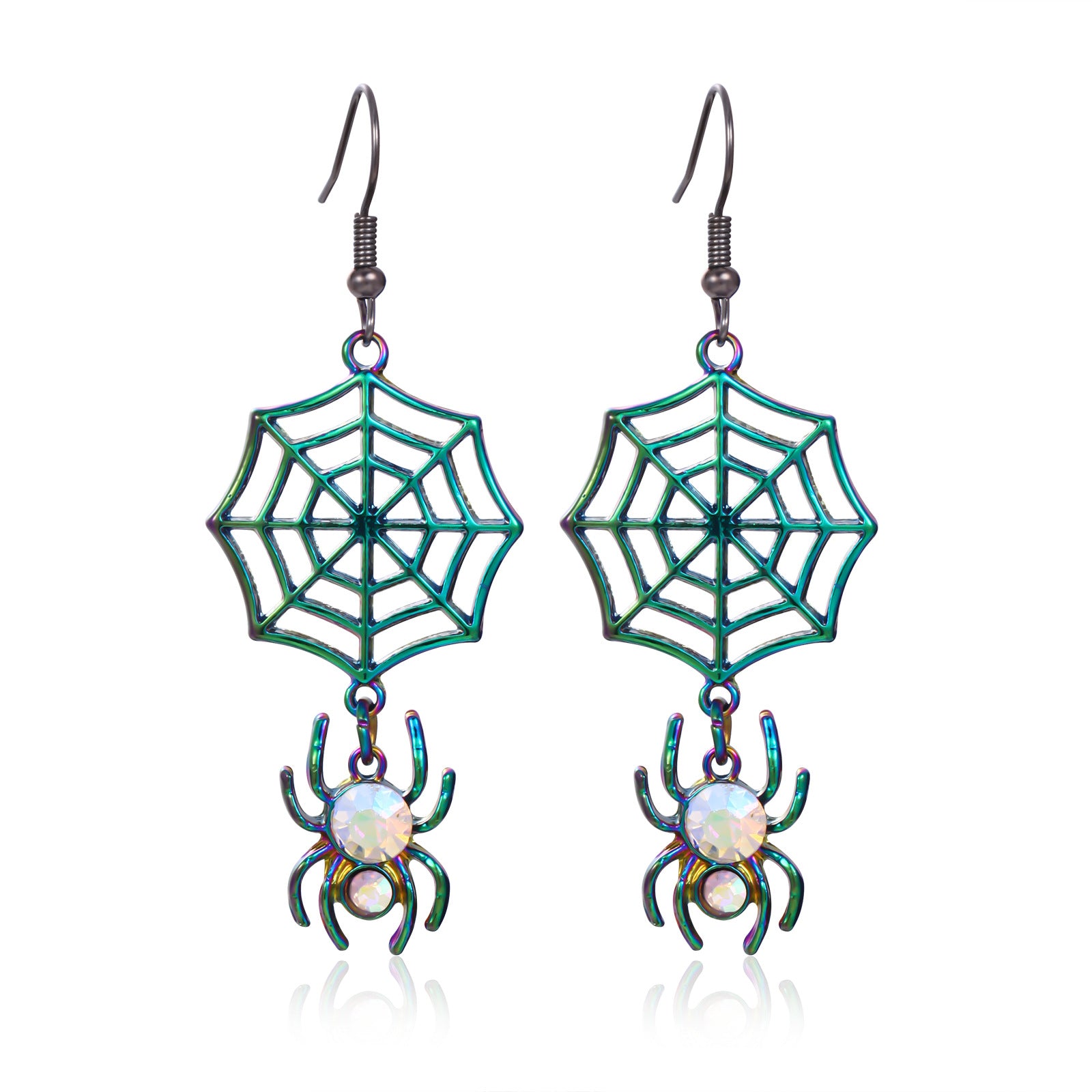 Wholesale  Diamond-Encrusted Zinc Alloy Cat Pumpkin  Web Skull Earrings