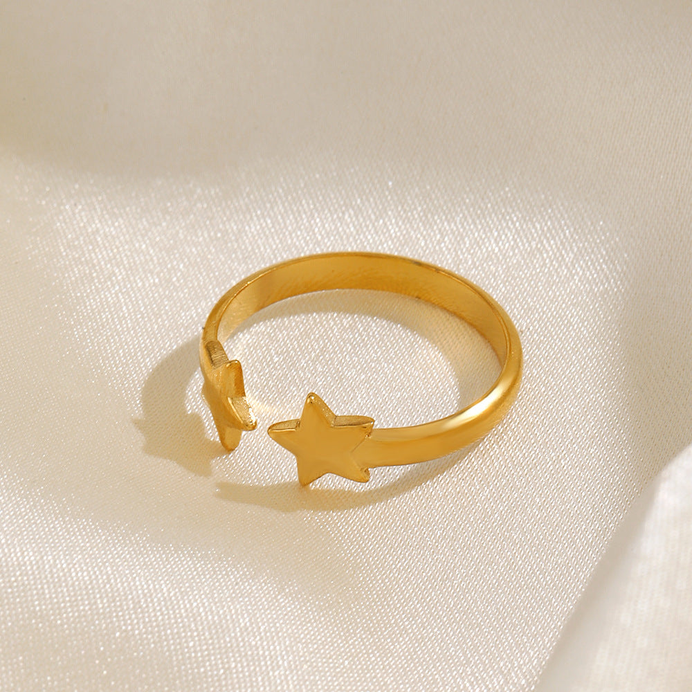Wholesale 18K Gold Plated Stainless Steel Star Ring Adjustable Open Design Fashion Jewelry Gift