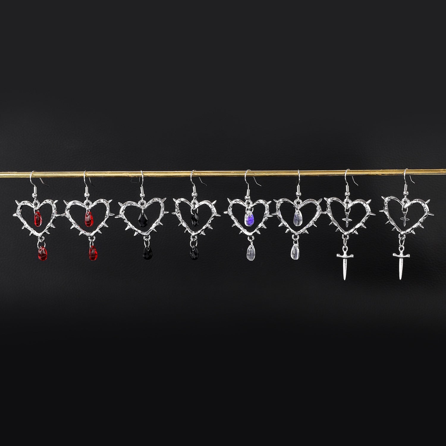 Wholesale Gothic Punk Heart n Cross Teardrop Earrings For Women Vintage Style Jewelry Accessory Party