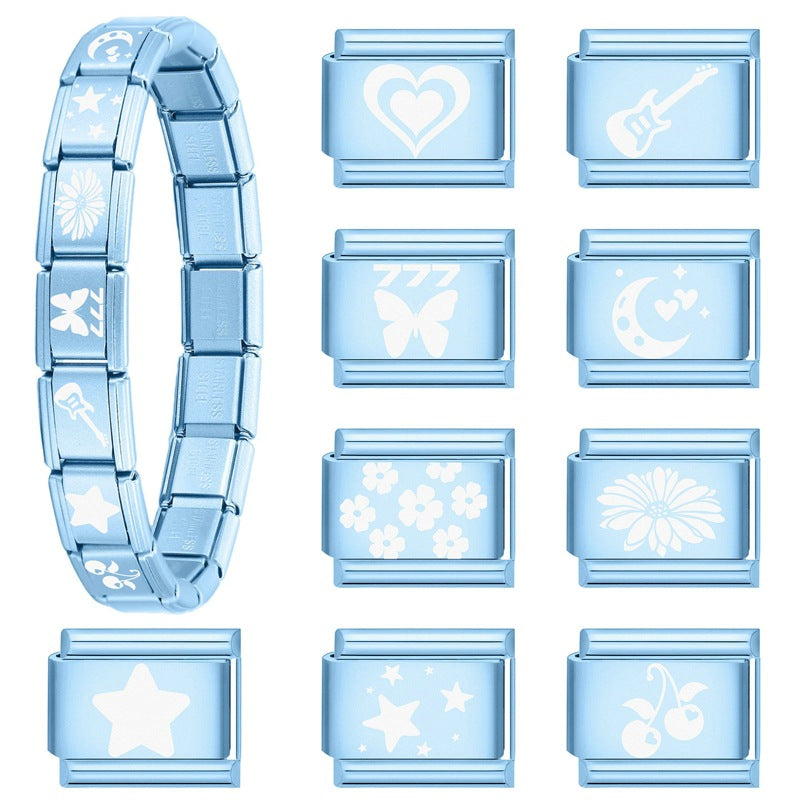 Wholesale 9mm Italian Charm Starter Bracelets DIY square Single Section Creative Stainless Steel Composable Bracelet