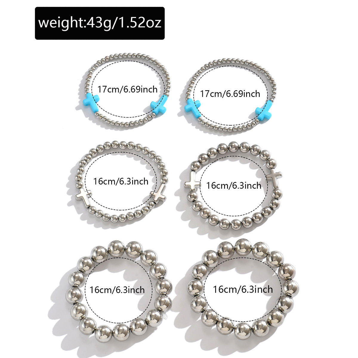 Wholesale Handmade Silver Beaded Cross Bracelet,  Fashion Accessory for Everyday Wear