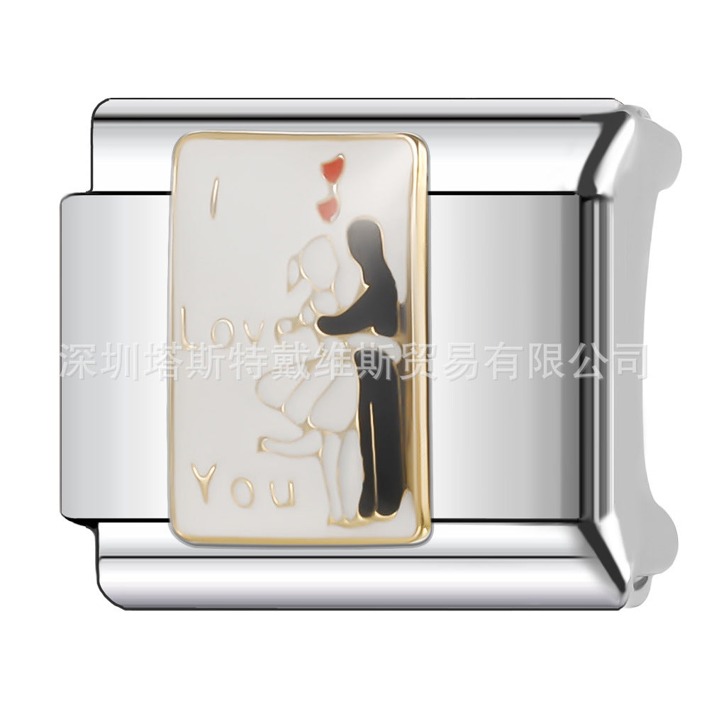 Wholesale 9mm Italian Charm Starter Bracelets DIY square Single Section Creative Stainless Steel Composable Bracelet