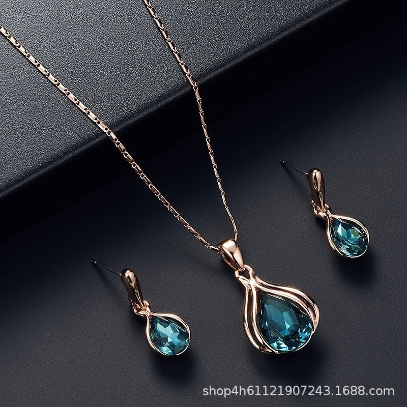Wholesale Light Luxury Earrings Necklace  All-match  Necklace Jewelry suit