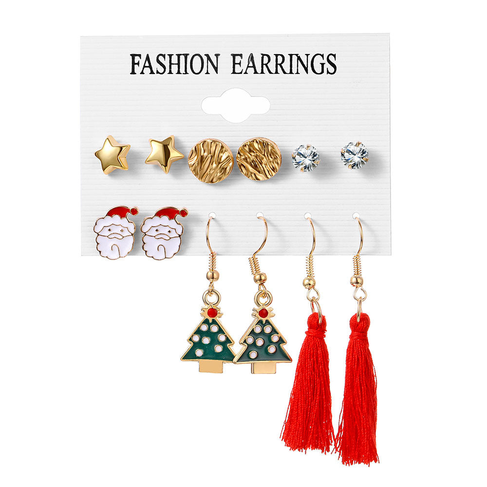 Wholesale Christmas Bell Elk Earrings Six-piece Set ACC-ES-Anduo003