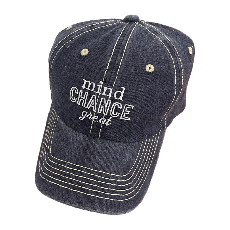 Wholesale Vintage Embroidered Letter Wide Eaves Big Head Sunshade Baseball Cap