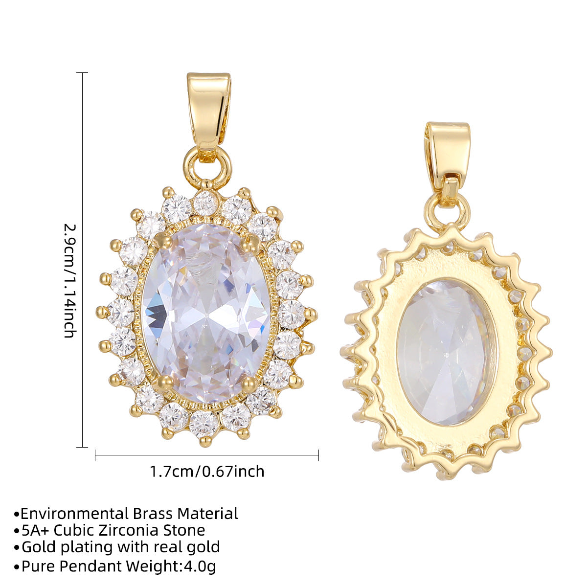 Wholesale Oval Colored Gem Rhinestone Pendant Necklace,  Fashion Jewelry Accessory,  Gift for Women