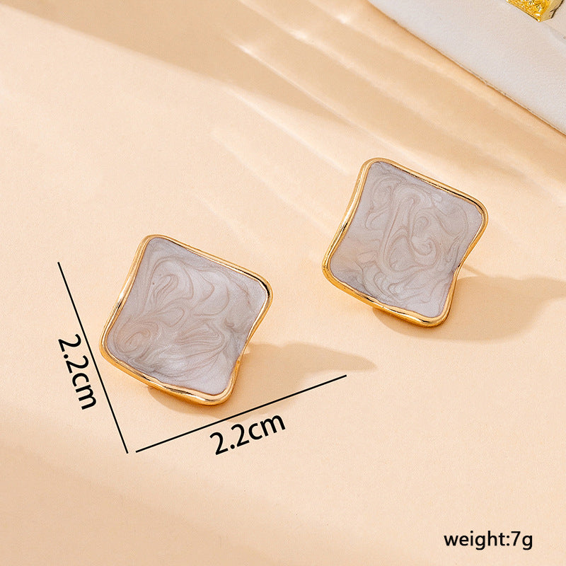 Wholesale Trendy Geometric Drip Oil Earrings for Women - Burgundy Red Alloy Jewelry Accessory