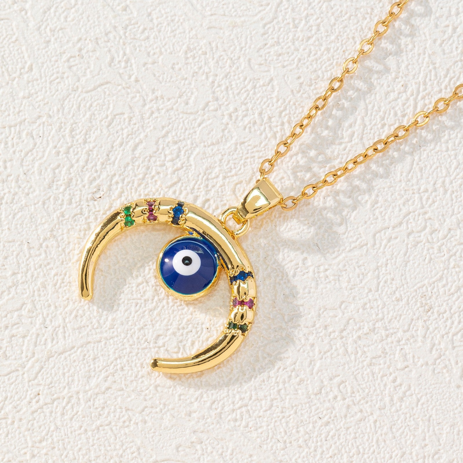 Wholesale Bohemian Evil Eye Pendant Necklace Copper Zircon Drop Oil Fashion Accessory Boutique Resale