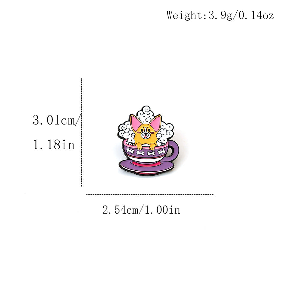 Wholesale 10pcs Creative teacup puppy metal brooch