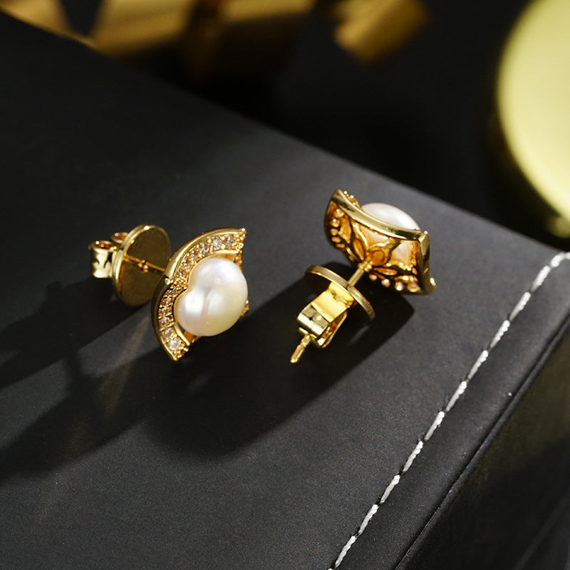 Wholesale  water pearl earrings with diamonds high-end earrings