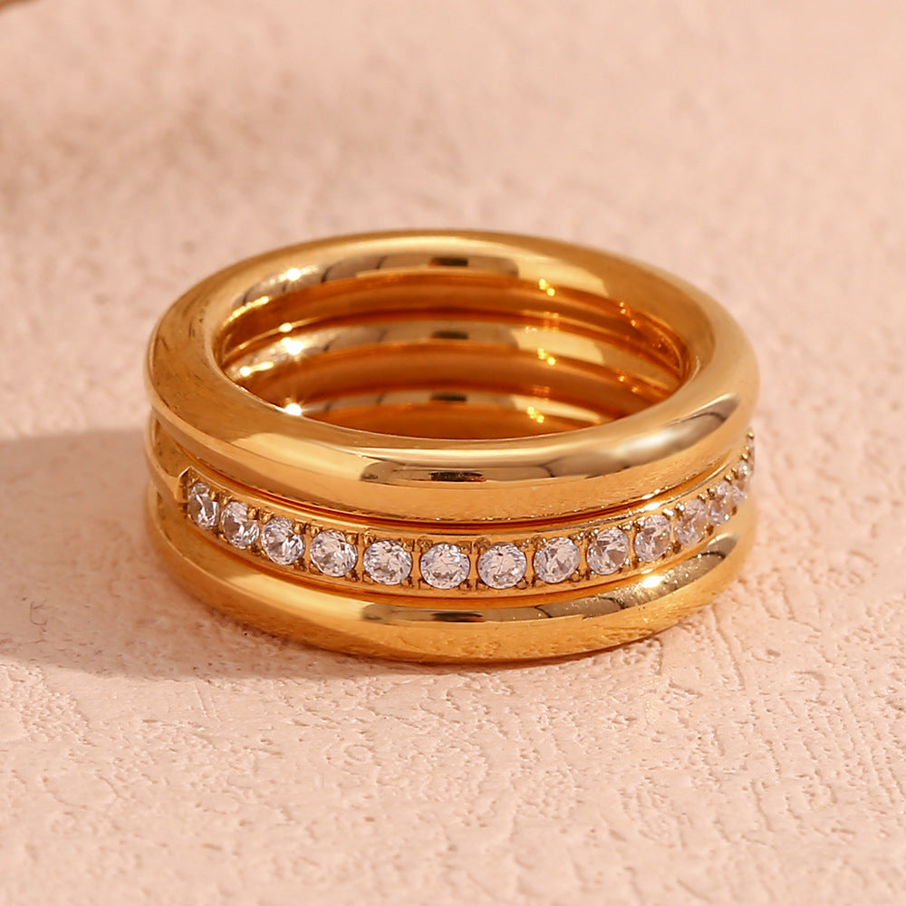 Wholesale Trendy Niche Design Stainless Steel 18K Gold Plated Zircon Jewelry Set,  Everyday Wear for Women