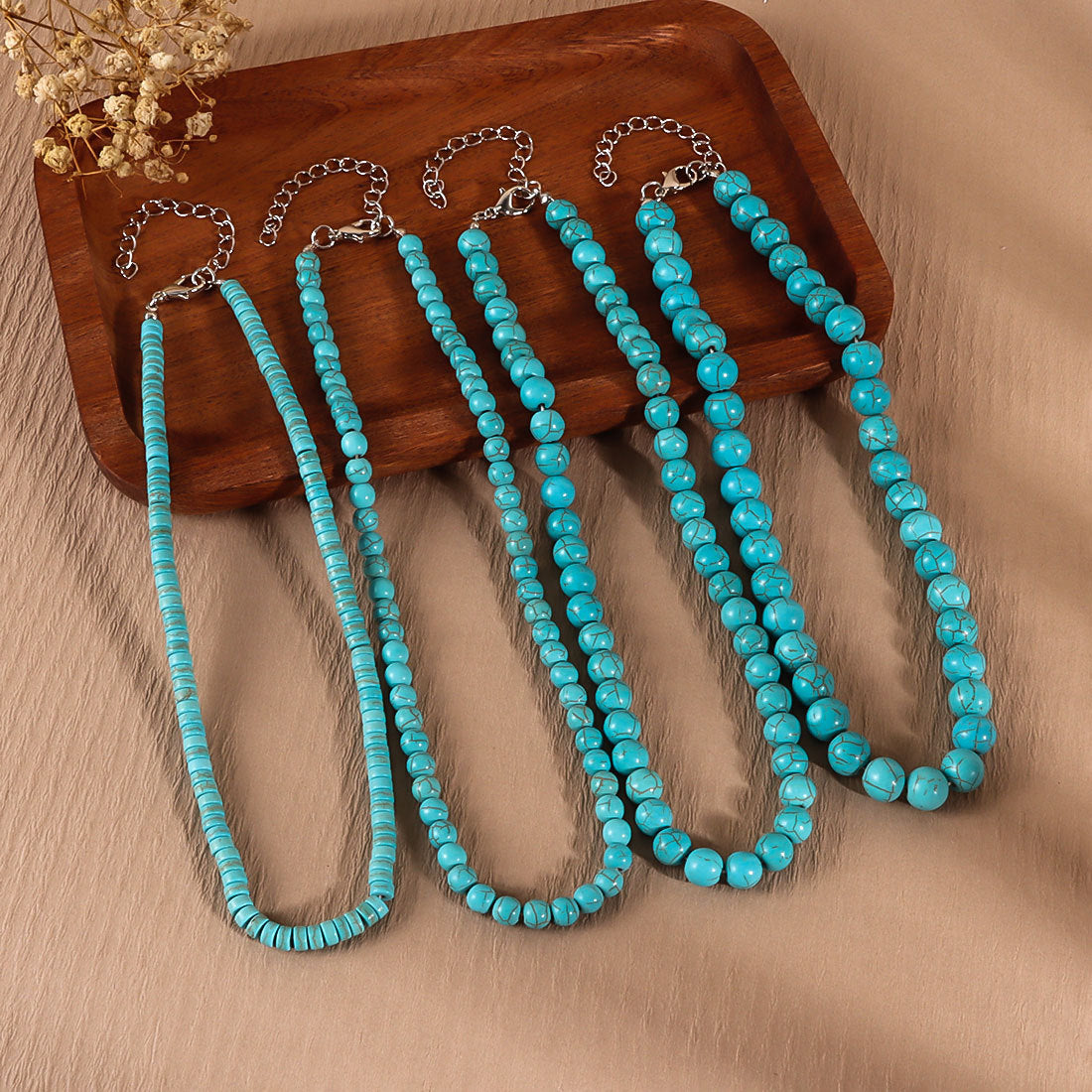 Wholesale Zinc Alloy Turquoise Beaded Necklace Retro Fairy Style Jewelry Accessory