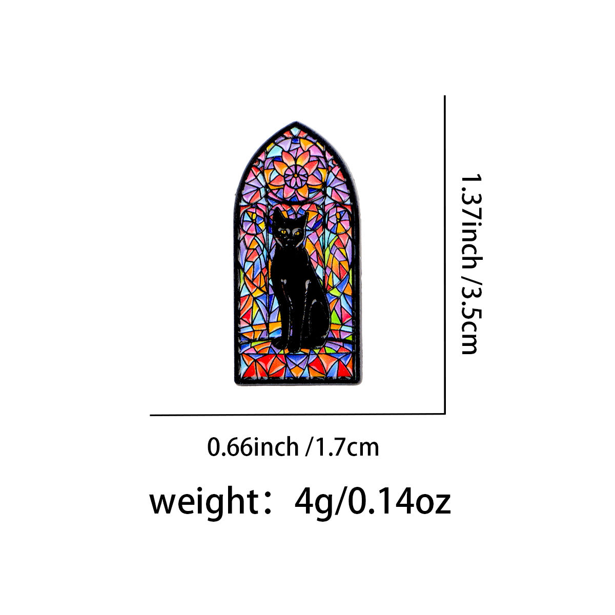 Wholesale Stained Window Black Cat Brooch