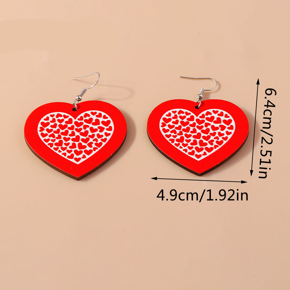 Wholesale Valentine's Day Water Drop Cute Wooden Earrings