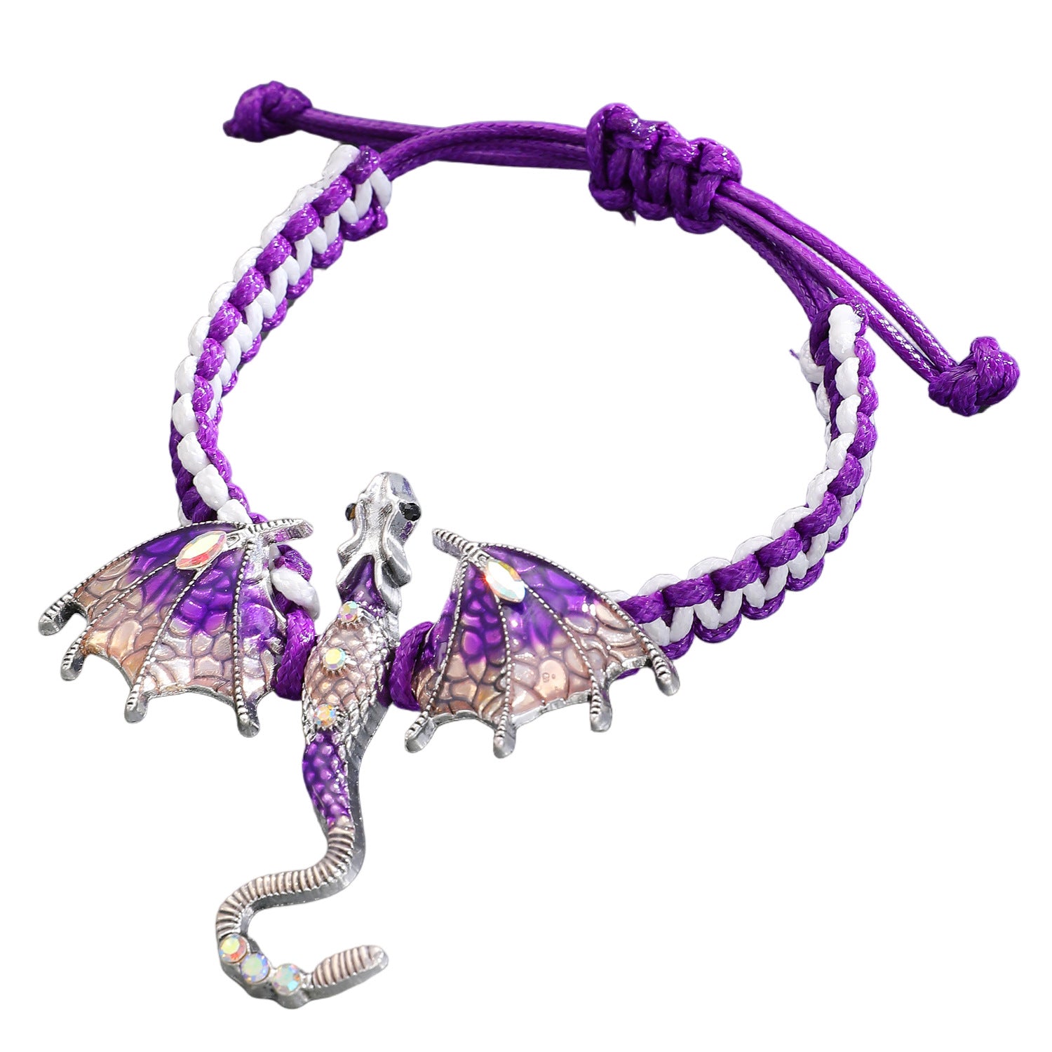 Wholesale Zinc Alloy Enamel Dragon Braided Bracelet,  Men' s Ancient Silver Fashion Jewelry Accessory