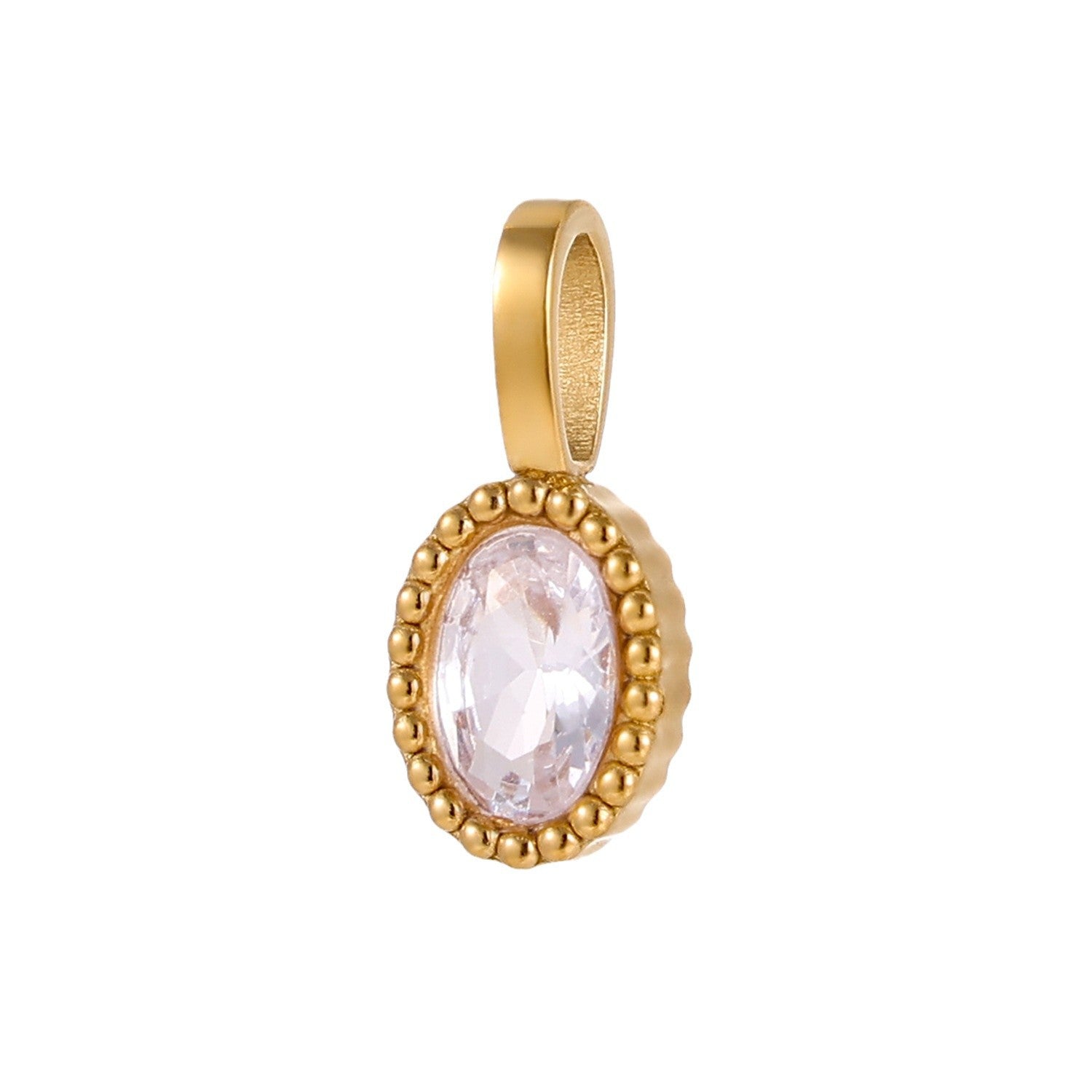 Wholesale Colored Zircon Round DIY Stainless Steel Pendant