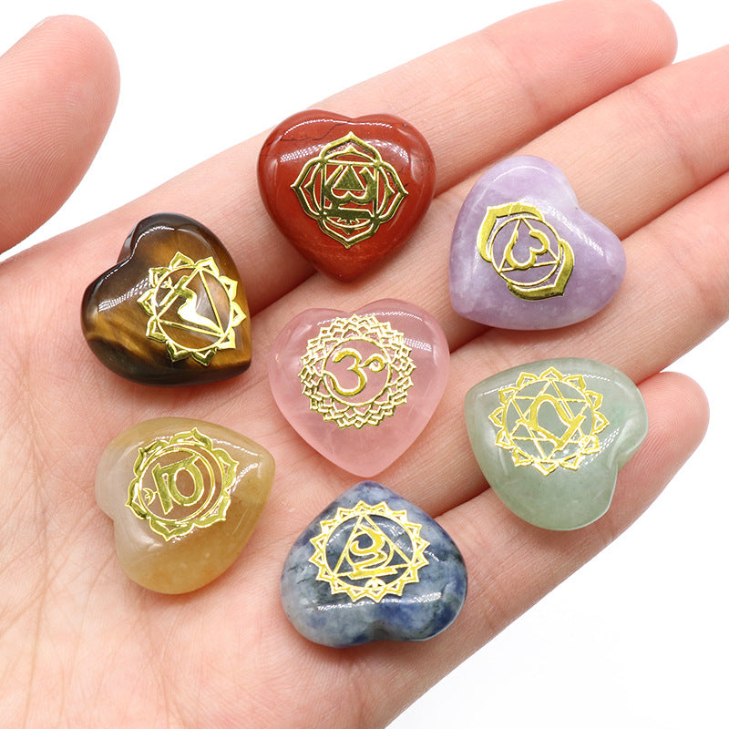 Wholesale 7pcs Love Symbol Natural Crystal Pendant ACC-PT-KeSuo003