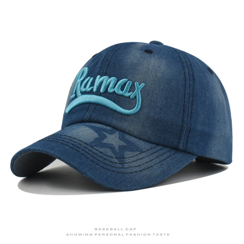 Wholesale  Denim Washed Baseball Cap Three-dimensional Embroidered Letter Embroidered Hat