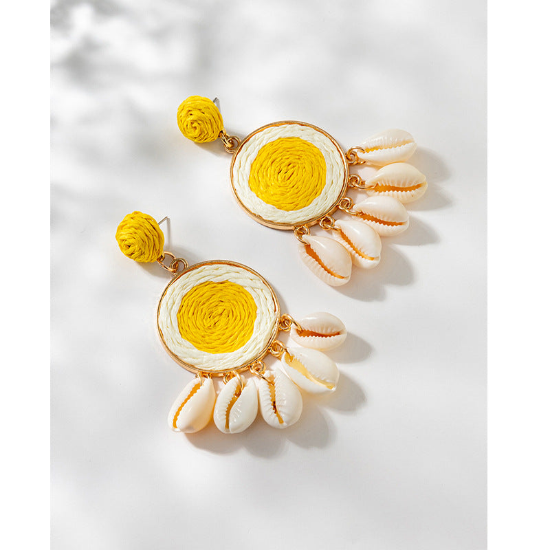 Wholesale Rattan Earrings Raffia Braided Earrings ACC-ES-XLH001