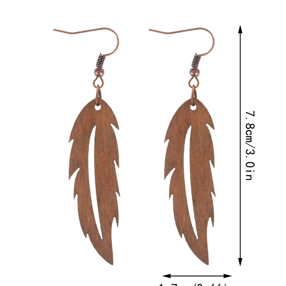 Wholesale  Retro Feather Leaf Shape Wooden Earrings