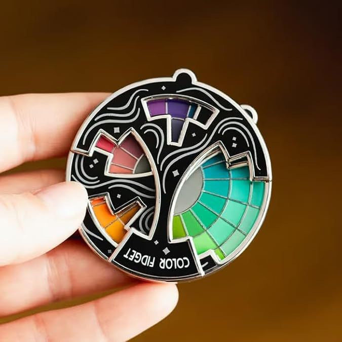 Wholesale Product Color Fidget Enamel Pin Tone Color Wheel Spinner Keychain Pendant