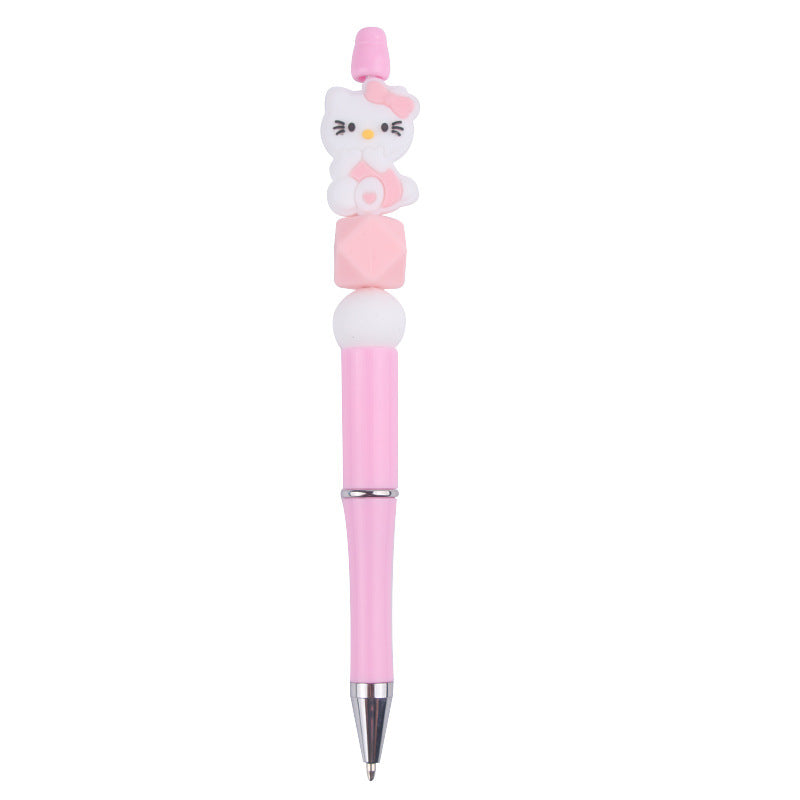 Wholesale Beaded Pen Creative Handmade Cat Silicone Beads Beaded Pen