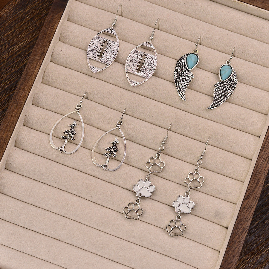 Wholesale Stylish Electroplated Zinc Alloy Earring Set 4 Pairs Geometric Multi Design Party Jewelry Accessory For Resale