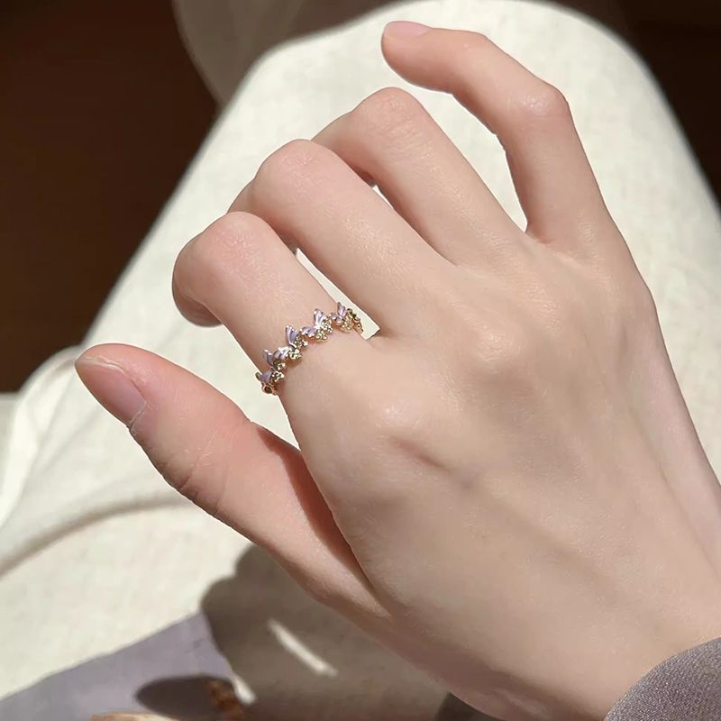 Wholesale Chinese Style Butterfly Flower 6 Piece Ring Set Alloy Electroplated Adjustable Rings For Women Stylish Everyday Wear Boutique Resale