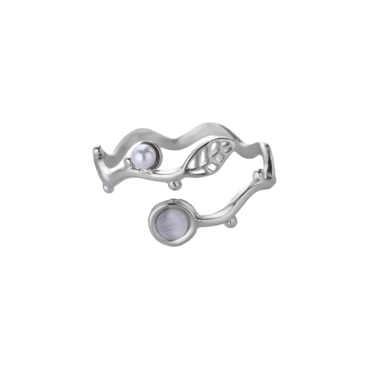 Wholesale Stainless steel Tianman-made pearl ocean series adjustable ring