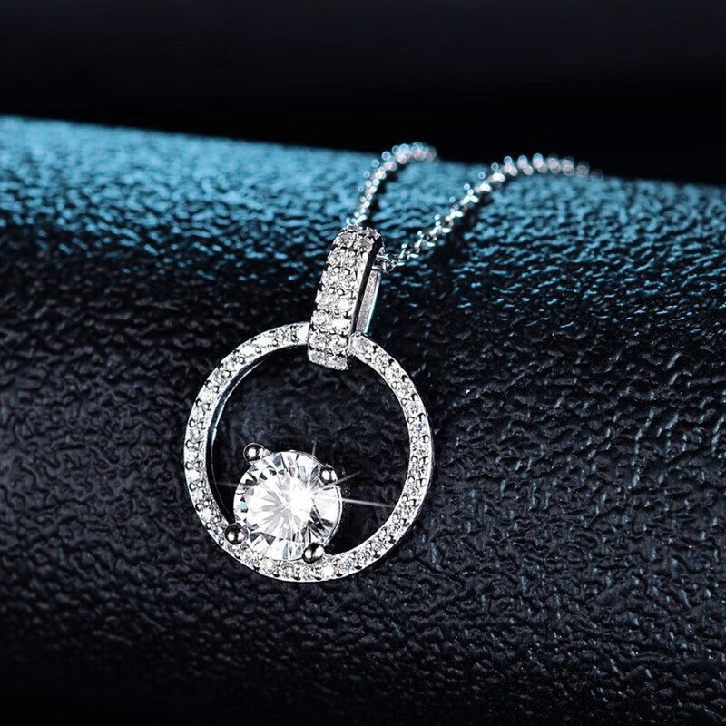 Wholesale 1 karat moissanite round 925 sterling silver necklace