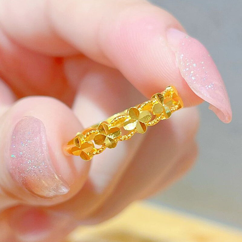 Wholesale Copper Gold Plated Clover Ring ACC-RS-WanXi014