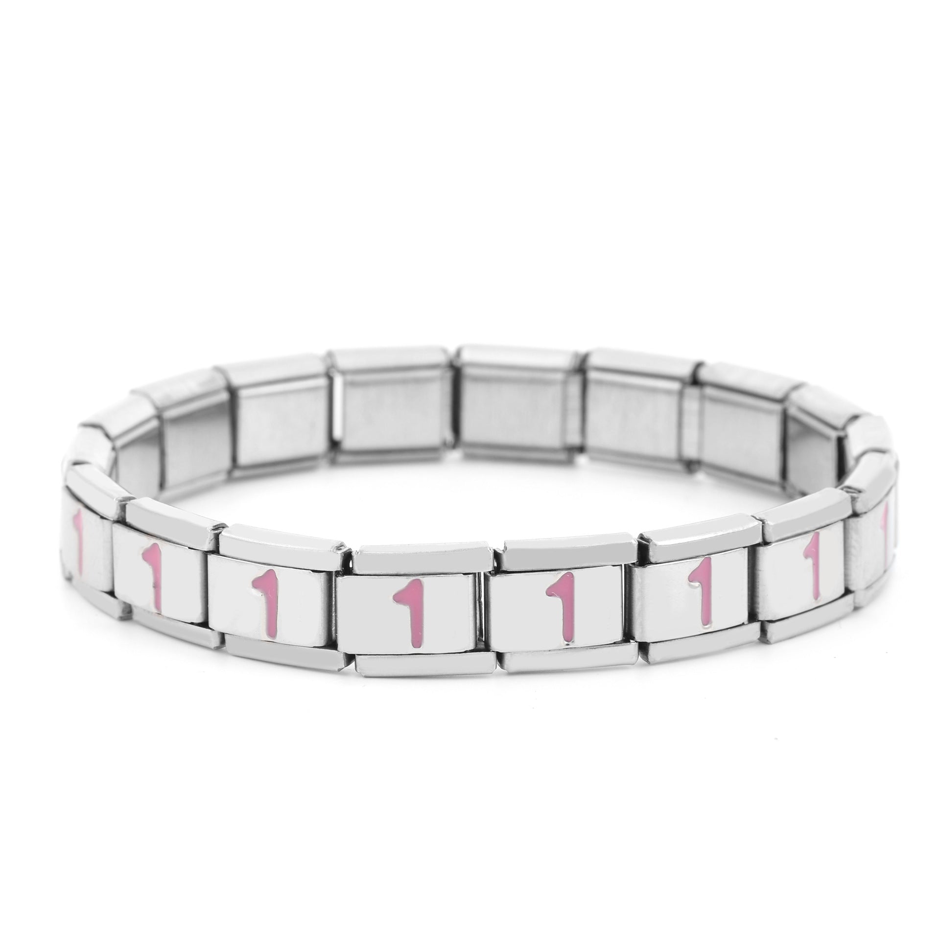 Wholesale Italian Charm Bracelet 9mm DIY Spliced Removable Stainless Steel Pink Composable Bracelet ACC-BT-XY030